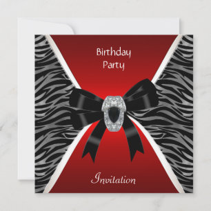 Convite Elegante Aniversário Vermelho Selvagem Pre
