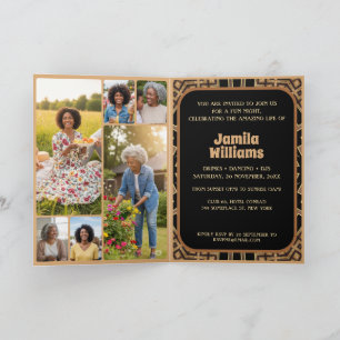 Convite Elegante Art Deco 60º Festa de aniversário Seis Fo