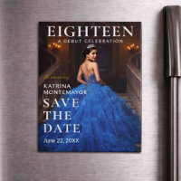 Elegante Azul 18 de Magnético Salvar Data