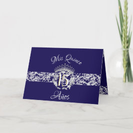 Convite Elegante Azul Real Princesa Quinceanera