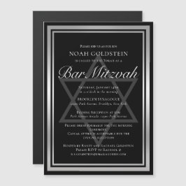 Convite Elegante Bar Mitzvah Preto Prata Formal
