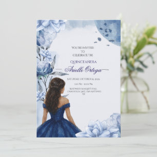 Convite Elegante Blue Quinceañera