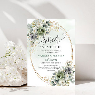 Convite Elegante Boho Sweet Sixteen com Folhagem V