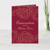 Elegante Burgundy Dourado Arte Floral Quinceanera