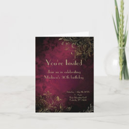 Convite Elegante Burgundy e Faux Dourado