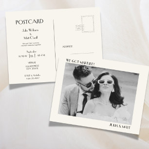 Convite Elegante Cartão Postal de Casamento Furtivo com Fo