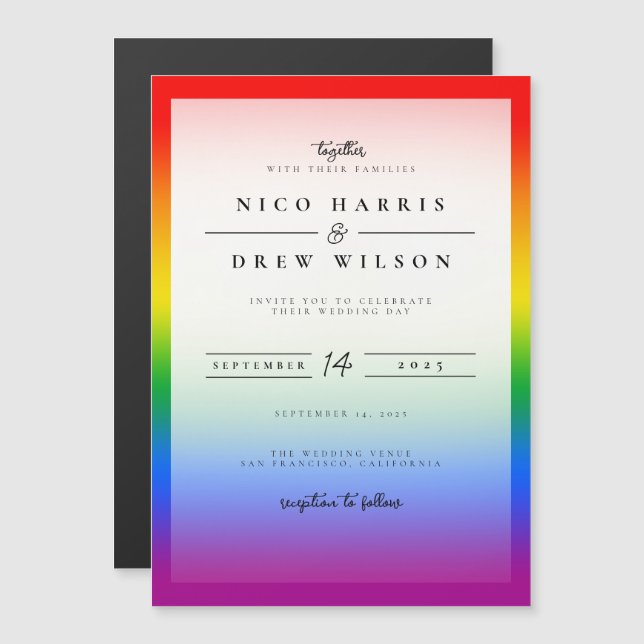 Convite Elegante Casamento com Orgulho LGBTQ+ (Frente/Verso)