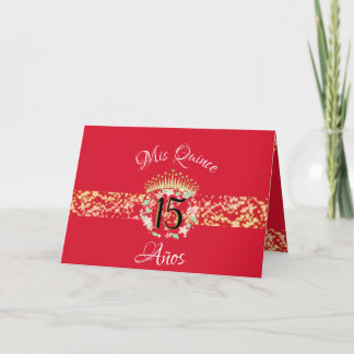 Convite Elegante Celebração de Quince Anos em Dourado Verm