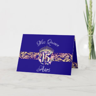 Convite Elegante Celebração de Quinceanera Azul Dourado