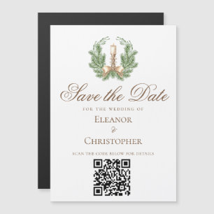 Convite Elegante Código QR de Vela de Natal Salve a Data