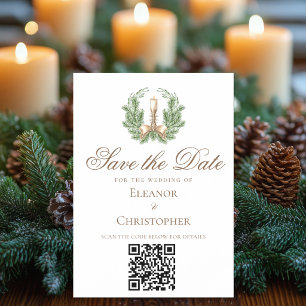 Convite Elegante Código QR de Vela de Natal Salve a Data