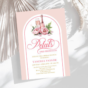 Convite elegante com pétalas e prosecco em tons do
