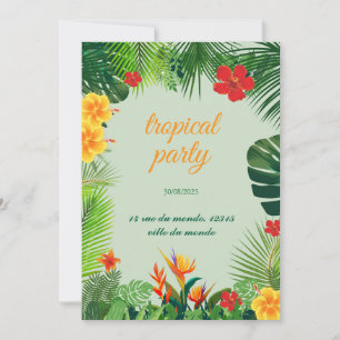 Convite elegante com tema tropical em cores vibran