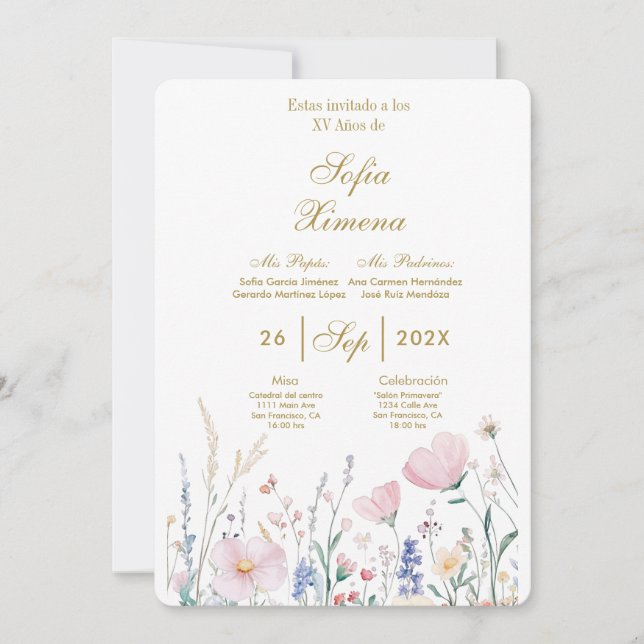 Convite elegante da Invitación de quinceañera (Frente)