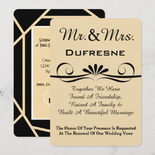Convite elegante da renovação do voto de casamen