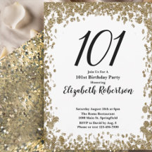 Convite Elegante de 101º Aniversário para Ela em D
