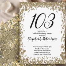 Convite Elegante de 103º Aniversário para Ela em D