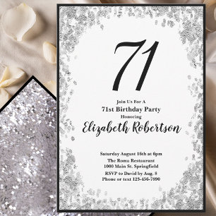 Convite Elegante de 71º Aniversário para Ela em Pr