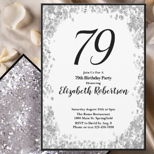 Convite Elegante de 79º Aniversário para Ela em Pr