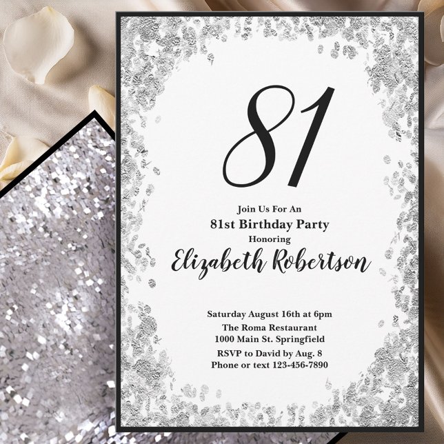 Convite Elegante de 81º Aniversário Para Ela em Pr (Criador carregado)