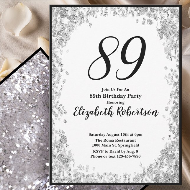 Convite Elegante de 89º Aniversário para Ela em Pr (Criador carregado)