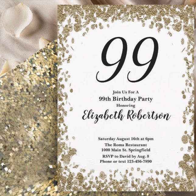 Convite Elegante de 99º Aniversário Para Ela em Do (Criador carregado)