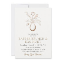 Convite Elegante de Brunch de Páscoa Botânico