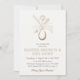 Convite Elegante de Brunch de Páscoa Botânico