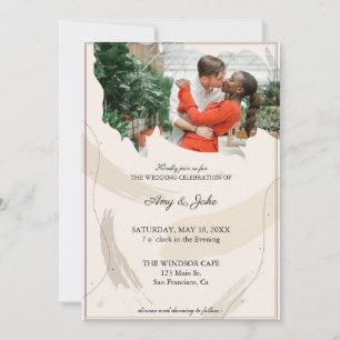 Convite Elegante de Casamento com casal feliz