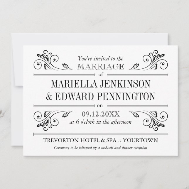 Convite Elegante De Casamento De Conce (Frente)