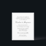Convite Elegante De Casamento De Script Clássico D<br><div class="desc">Na moda de Orçamento Convite de Casamento Único Elegante de Script Tradicional de Script Formal com Limite Estreito em Preto</div>