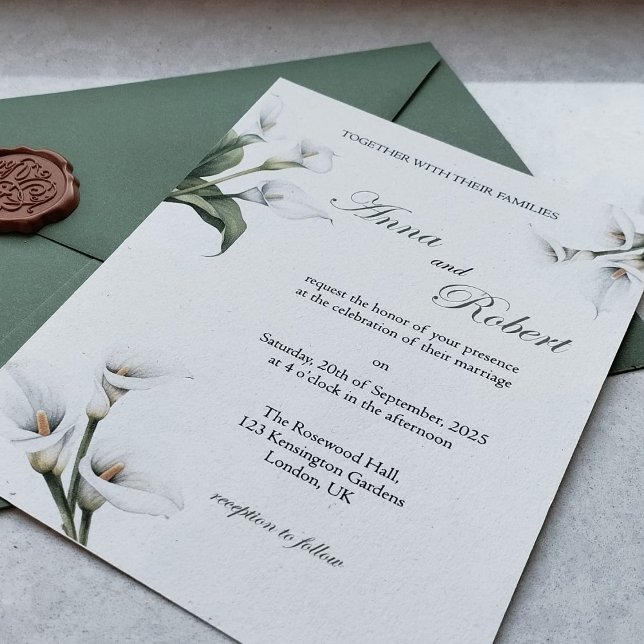 Convite Elegante de Copo-de-Leite – Design Floral (Criador carregado)