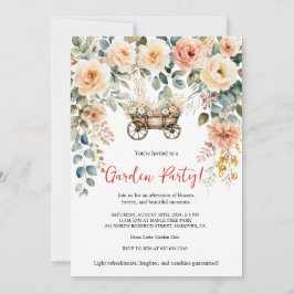 Convite elegante de festa de jardim em aquarela fl