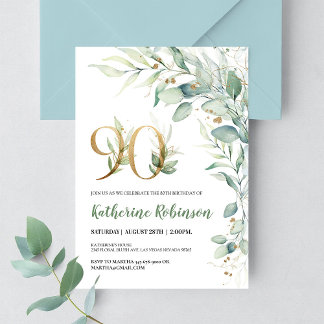 Convite Elegante de Flores para os 90 Anos dela