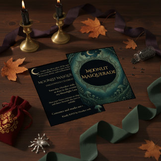 Convite Elegante de Halloween para Mascarada ao Lu