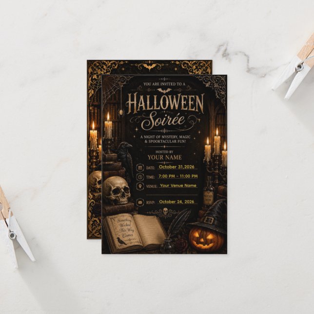 🕯️ Convite Elegante de Halloween para Soirée Góti (Frente/Verso In Situ)