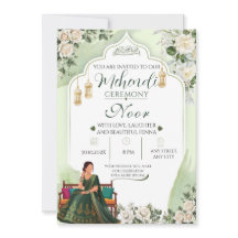 Convite Elegante de Mehendi com Vegetação