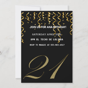 CONVITE ELEGANTE DE OURO PRETO PARA O ANIVERSÁRIO