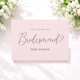 Convite Elegante de Proposta de Bridesmaid Rosa