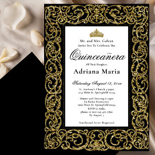 Convite Elegante de Quinceanera com Trabalho de Ro