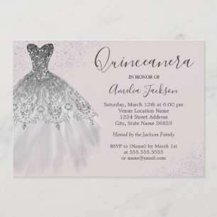 Convite Elegante de Quinceanera Rosa Empoeirado
