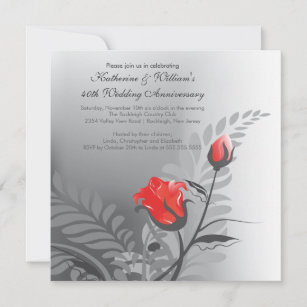 Convite elegante do aniversário da rosa vermelha