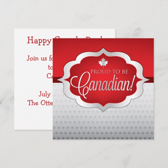 Convite Elegante do Dia do Canadá com Folha de Bor (Frente/Verso)