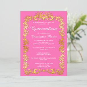 Convite Elegante Dourado Quinceanera