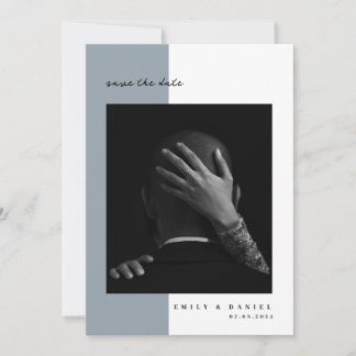 Convite Elegante Dusty Blue para salvar a data com