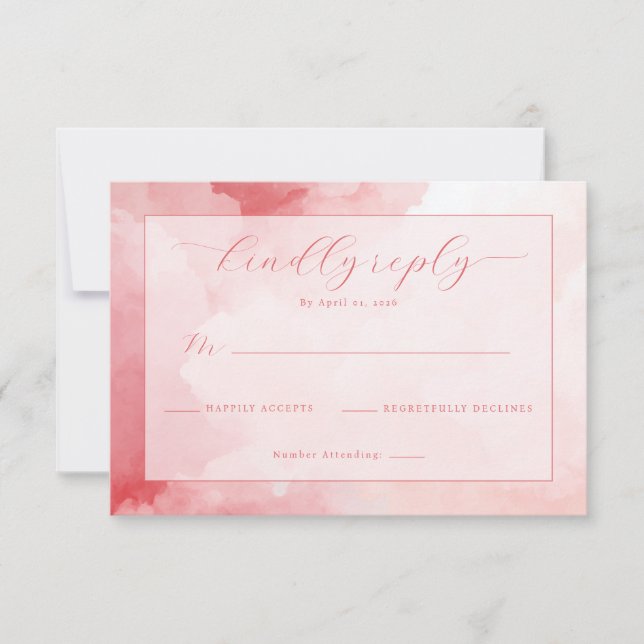 Convite Elegante em Aquarela Rosa (Frente)