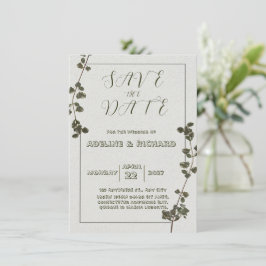 Convite elegante em bege e verde pastel