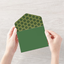 Convite Elegante Escuro Verde Dourado Tudo Em Um