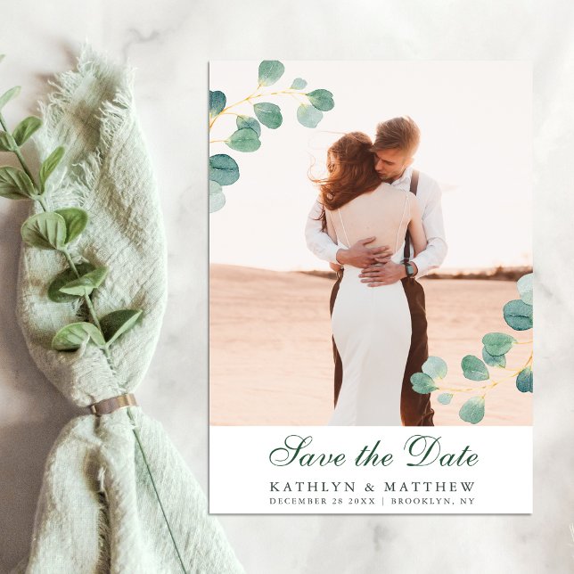 Convite Elegante Eucalyptus Greenery Salve A Data Casament (Criador carregado)