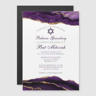Convite Elegante Festa de Bat Mitzvah Glam Purple Gold